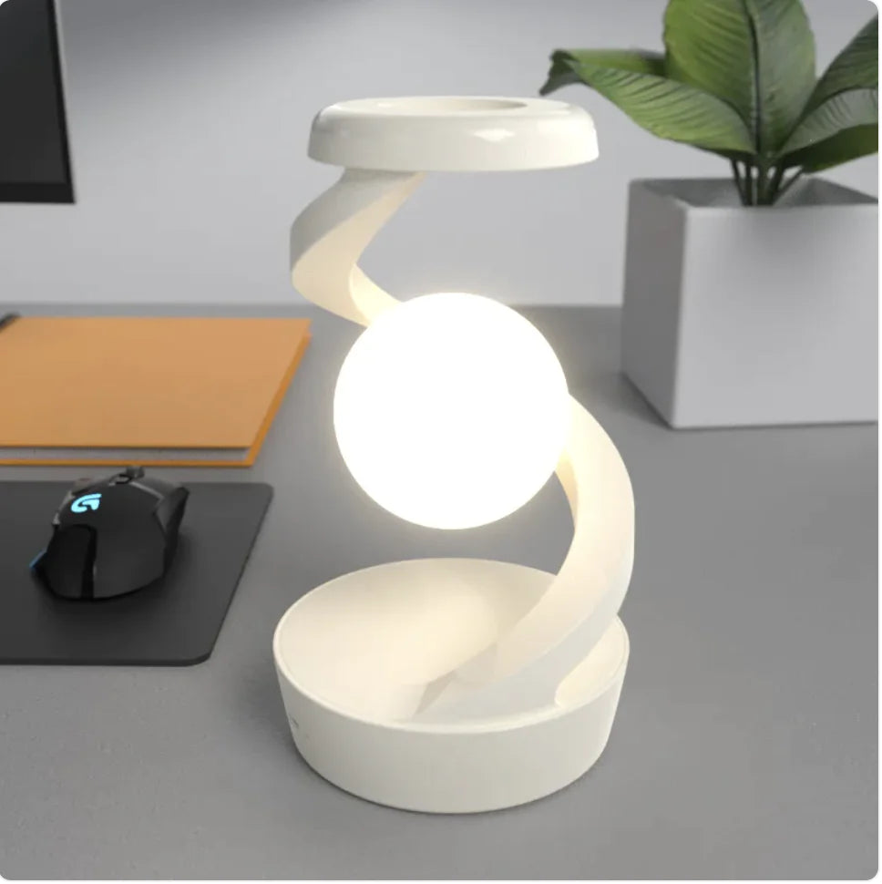 Rotating Moon Desk Lamp with Wireless Phone Charging and Touch Sensor