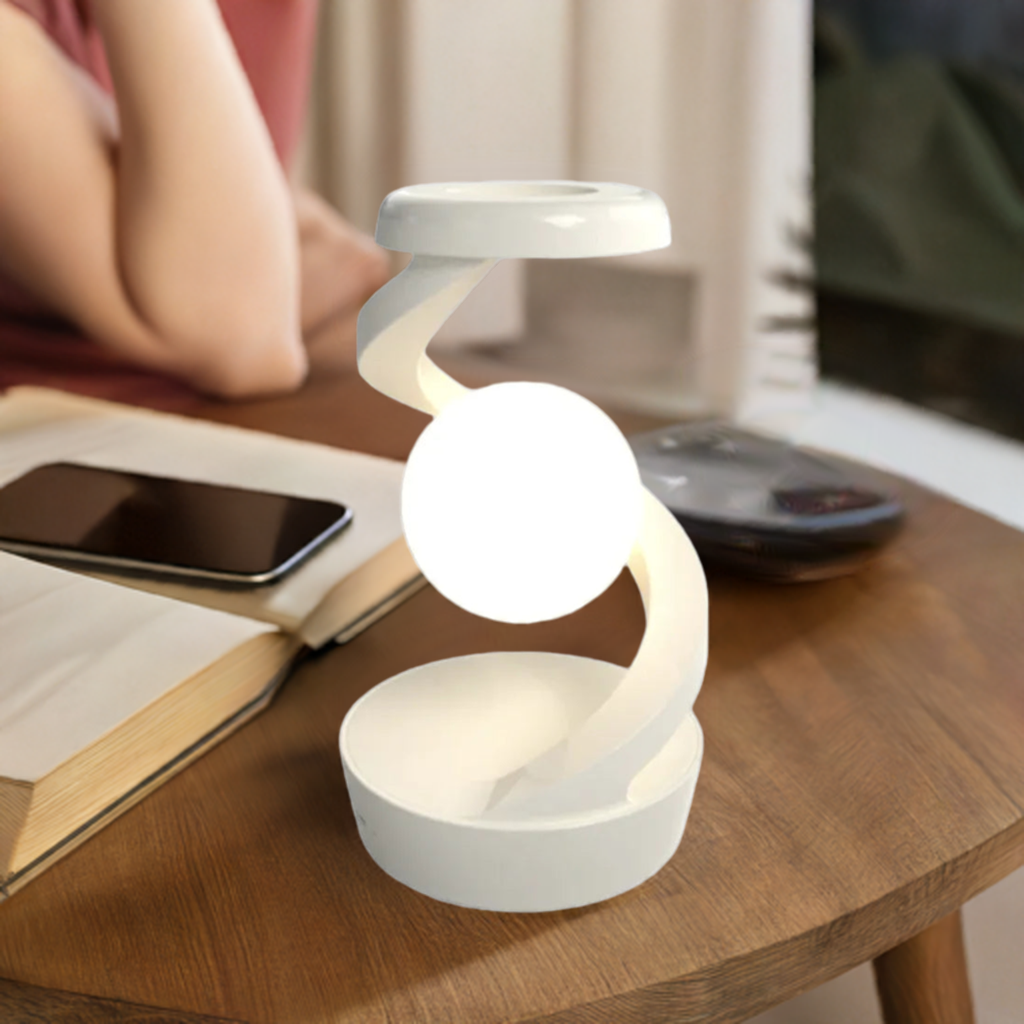 Rotating Moon Desk Lamp with Wireless Phone Charging and Touch Sensor