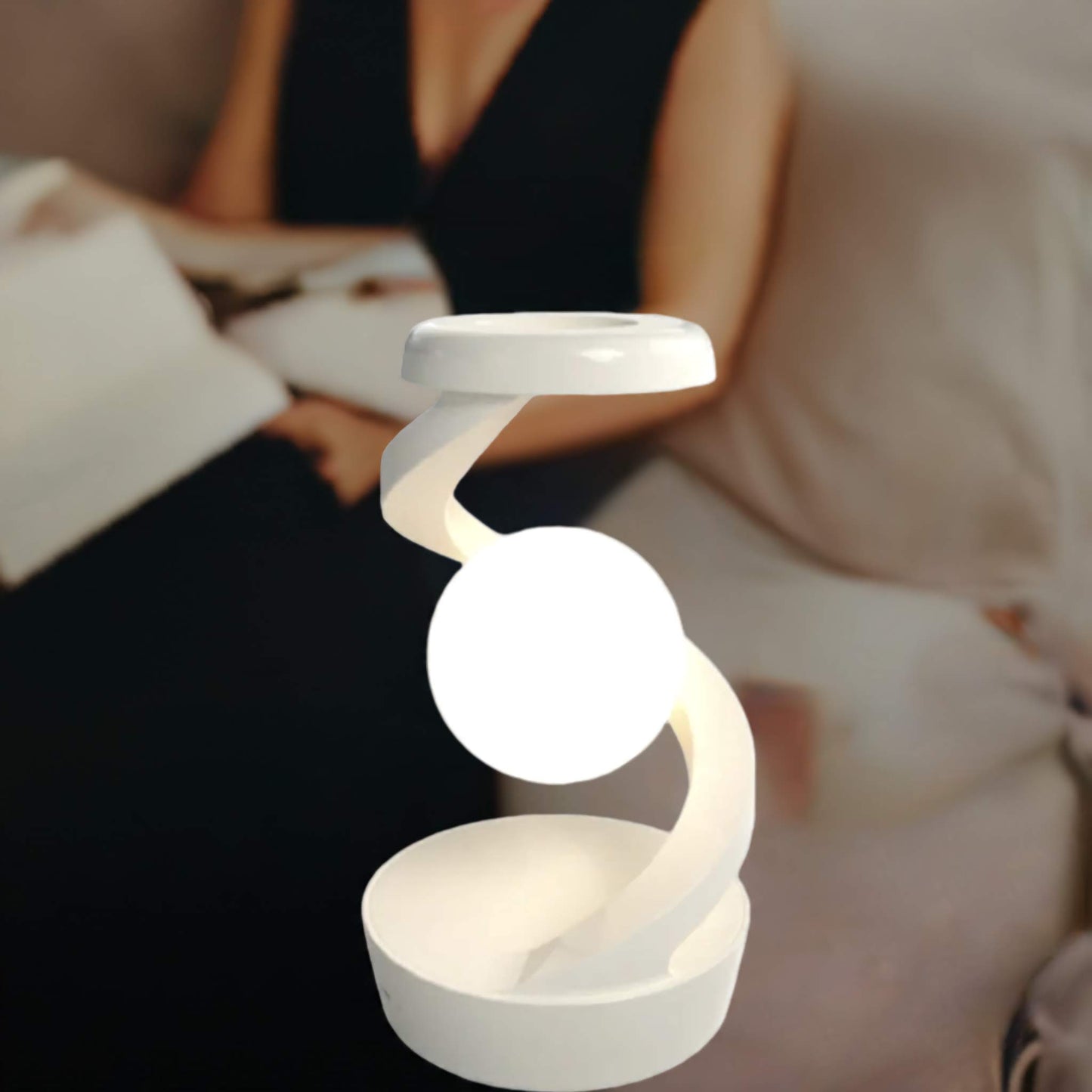 Rotating Moon Desk Lamp with Wireless Phone Charging and Touch Sensor